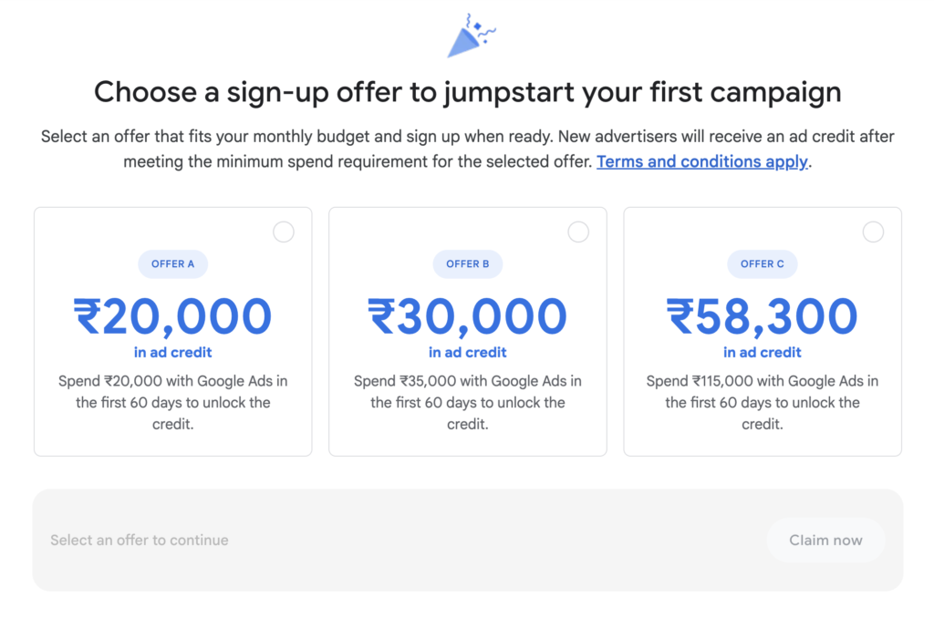 Google Ads Promotional Credit